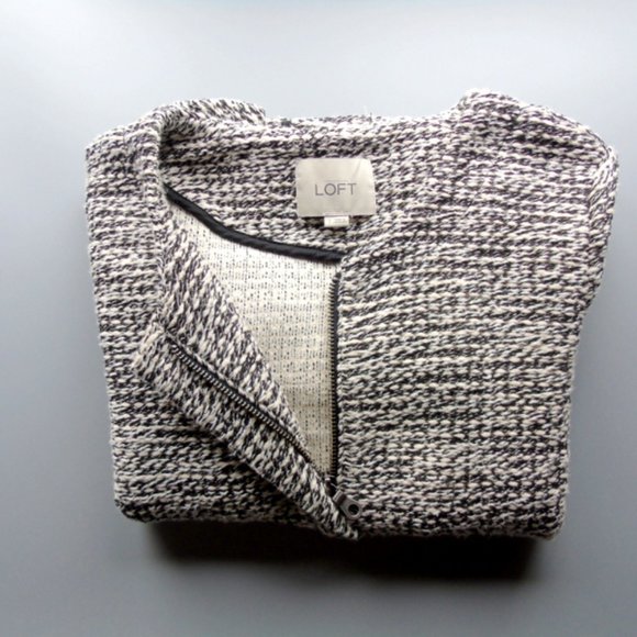 LOFT Black and White Tweed Sweater-Jacket size small - Picture 8 of 8